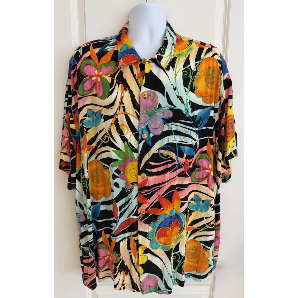 Jams World Men’s Hawaiian Aloha Short Sleeve Shirt, XXL, RARE Multicolore Design